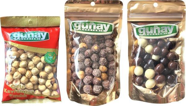 ADA GÜNAY KURUYEMİŞ Çifte Kavrulmuş Fındık ve Draje 3 lü Karma Paket - Image 1