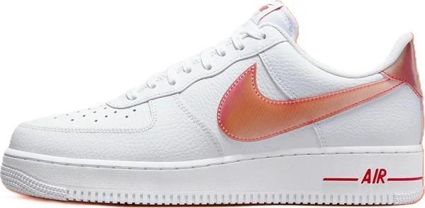 Nike Air Force 1 '07 Jumbo Swoosh Leather Hakiki Deri Erkek Spor Ayakkabı Beyaz Turuncu - Image 1