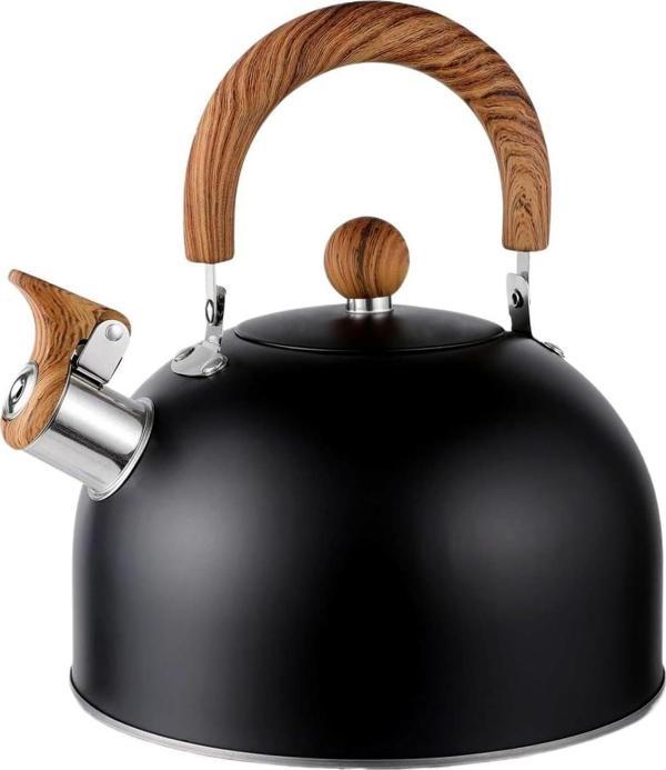 Valkyrie 3L Düdüklü Kettle Su Isıtıcı Çaydanlık Paslanmaz Çelik Yüksek Islıklı Siyah - Image 1