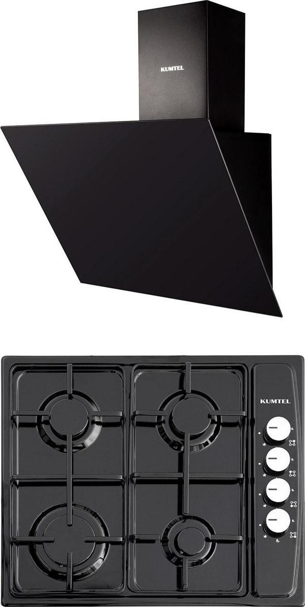 Kumtel 2\'li Siyah Emaye Ankastre Set  (Ocak-davlumbaz) - Image 1