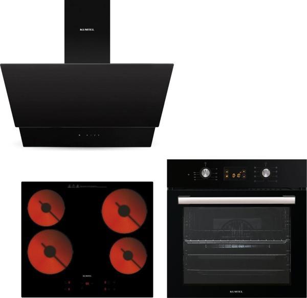 KUMTEL VİTRO DİJİTAL SİYAH CAM ANKASTRE SET - Image 1