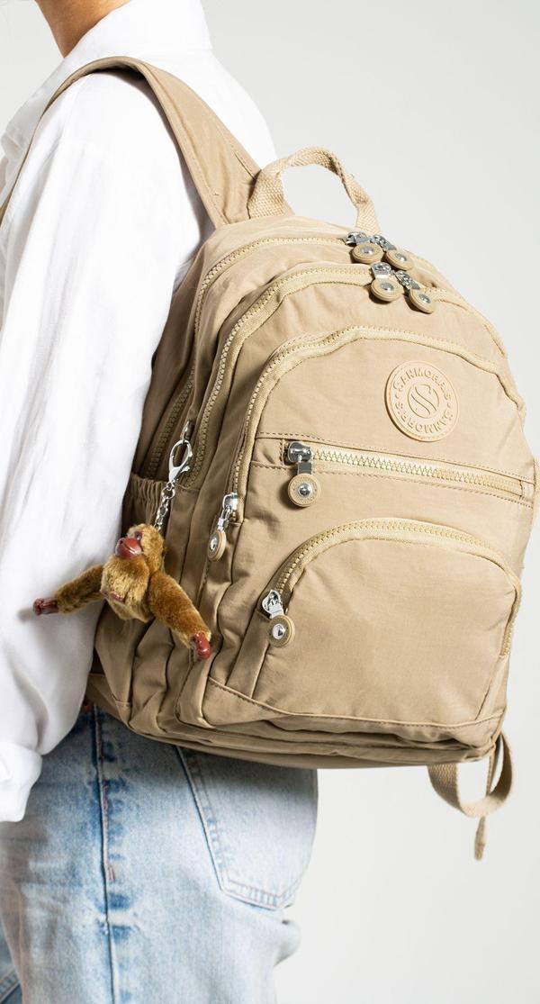 Unisex Suya Dayanıklı Krinkıl Kumaş Çok Gözlü Orta Boy Laptop Okul ve Sırt Çantası - Image 1