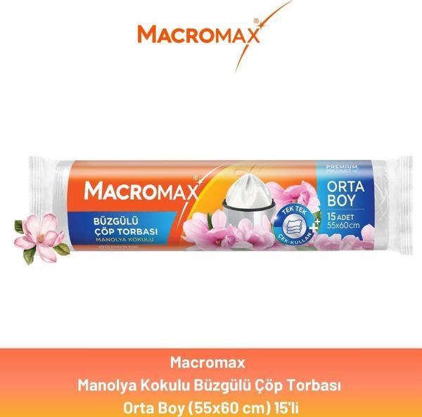 Macromax Büzgülü Manolya Çöp Torbası Orta Boy 15'li - Image 1