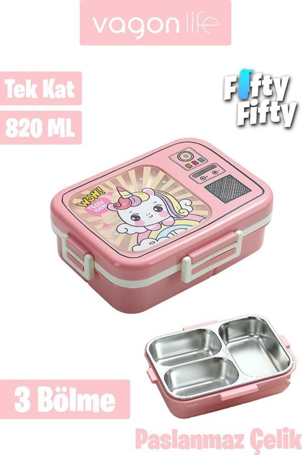 Vagonlife Lunch Box 820 ML Tek Kat Üç Bölmeli Sos Kaseli Yeni Nesil Sefer Tası-FFLBOX10283 - Image 1