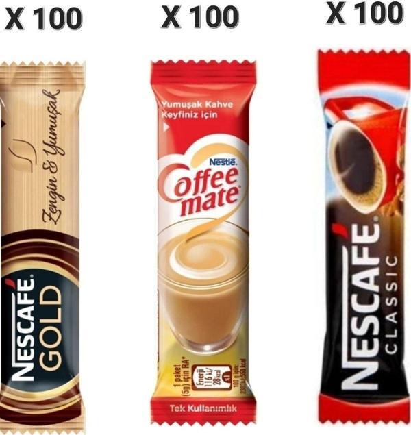 Gold 2  gr x100'lü+nestle Coffee Mate 5 gr x100'lü+ Classic 2 gr x100'lü - Image 1