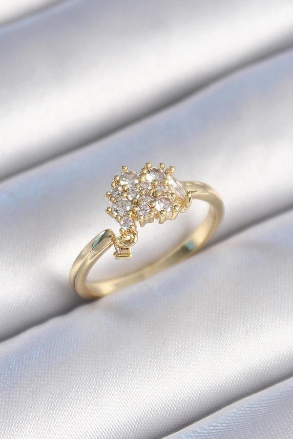 Gold Renk Zirkon Taşlı Kadın Yüzük - EBJ241214W29757 - Image 1