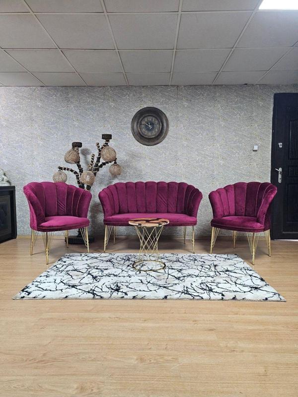 Gold Kaplama  Tel Ayak Papatya Çay Seti Koltuk Takımı , Balkon, Salon, Ofis, Cafe Koltuk Takımı BORDO Renk Tek Ebat Beden - Image 1