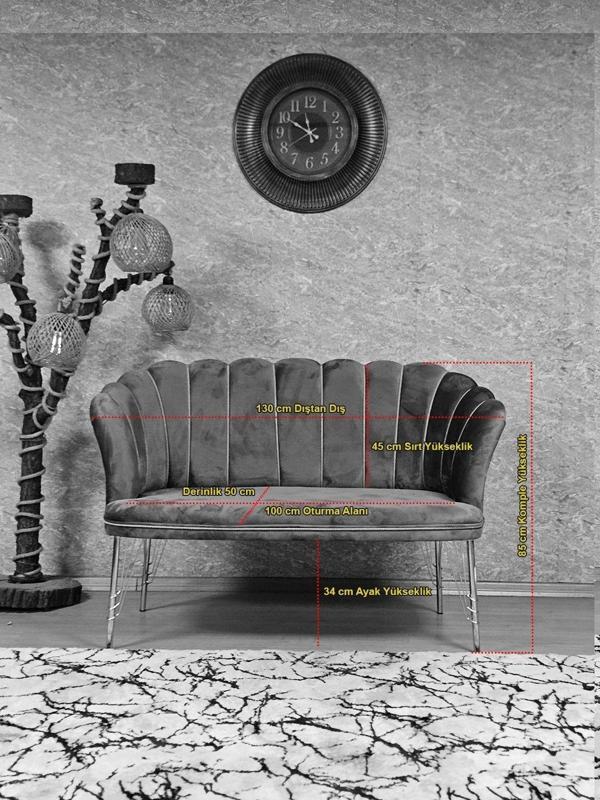Gold Kaplama  Tel Ayak Papatya Çay Seti Koltuk Takımı , Balkon, Salon, Ofis, Cafe Koltuk Takımı FÜME Renk Tek Ebat Beden - Image 1