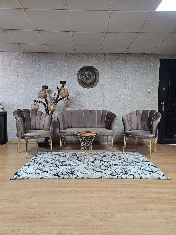 Gold Kaplama  Tel Ayak Papatya Çay Seti Koltuk Takımı , Balkon, Salon, Ofis, Cafe Koltuk Takımı KAHVERENGİ Renk Tek Ebat Beden - Image 1