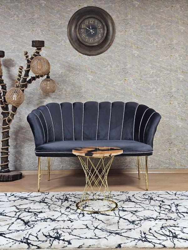 İkili Gold Kaplama Tel Ayak Papatya Çay Seti Koltuk Takımı , Balkon, Salon, Ofis, Cafe Koltuk Takımı FÜME Renk Tek Ebat Beden - Image 1