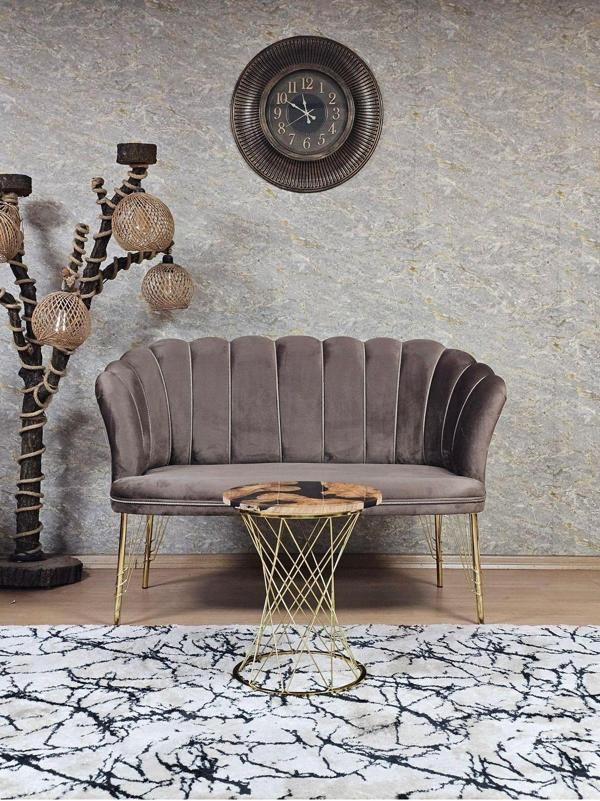 İkili Gold Kaplama Tel Ayak Papatya Çay Seti Koltuk Takımı , Balkon, Salon, Ofis, Cafe Koltuk Takımı KAHVERENGİ Renk Tek Ebat Beden - Image 1