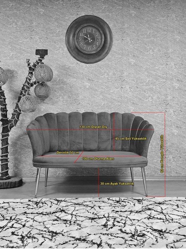 İkili Papatya Çay Seti Koltuk  Beyaz Boyalı Sivriltme Ayak, Balkon, Salon, Ofis, Koltuk Takımı KREM Renk Tek Ebat Beden - Image 1