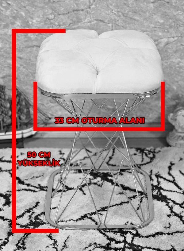 Kare Krom Kaplama Yeşil Puf & Bench - Puf Oturak - Bench - Ayak Ucu Oturak - Tabure - Makyaj Oturak GRİ Renk Tek Ebat Beden - Image 1
