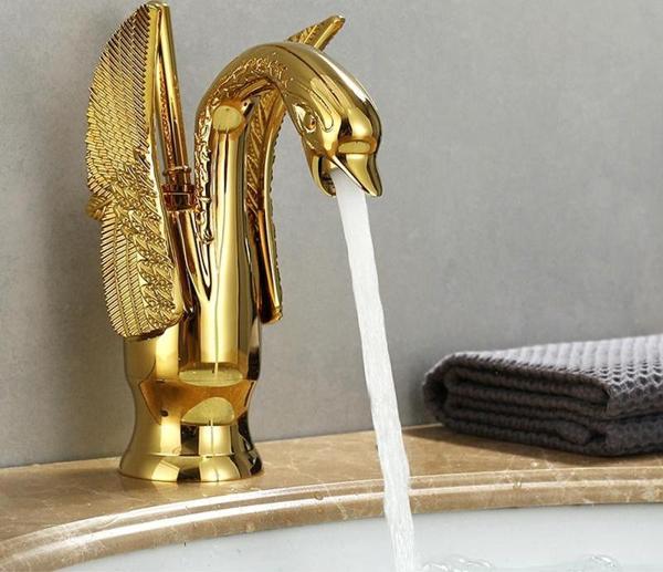 Anunnaki Kuğu Batarya Lüks Bakır Lavabo Banyo Sıcak ve Soğuk - Image 1