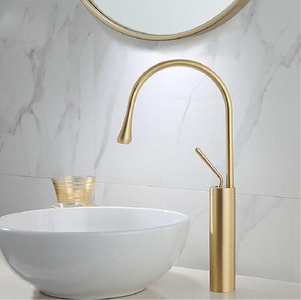 Gold Banyo Çanak Lavabo Bataryası Italy Design Mat Gold İthal - Image 1