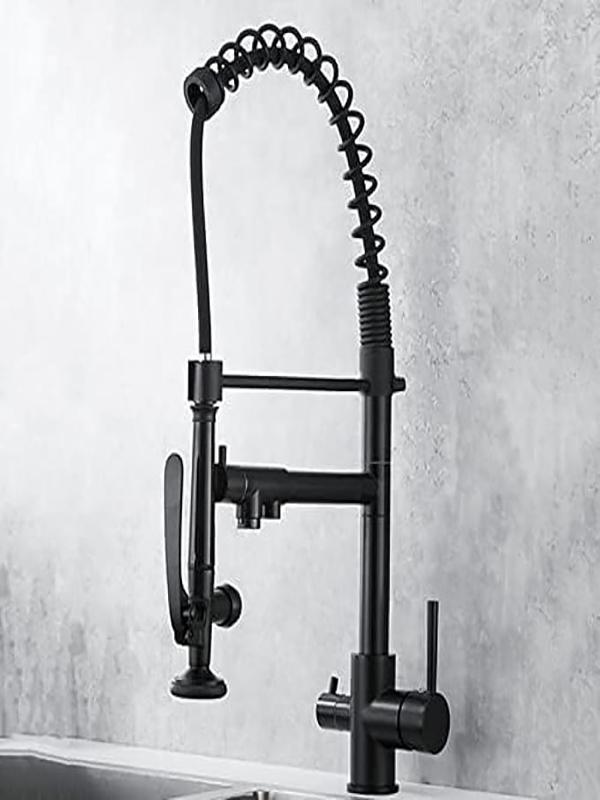 Endüstriyel Mutfak Bataryası Arıtmalı Mutfak Musluğu Yaylı Pirinç Döner 3in1 Mutfak Lavabo Musluğu - Image 1