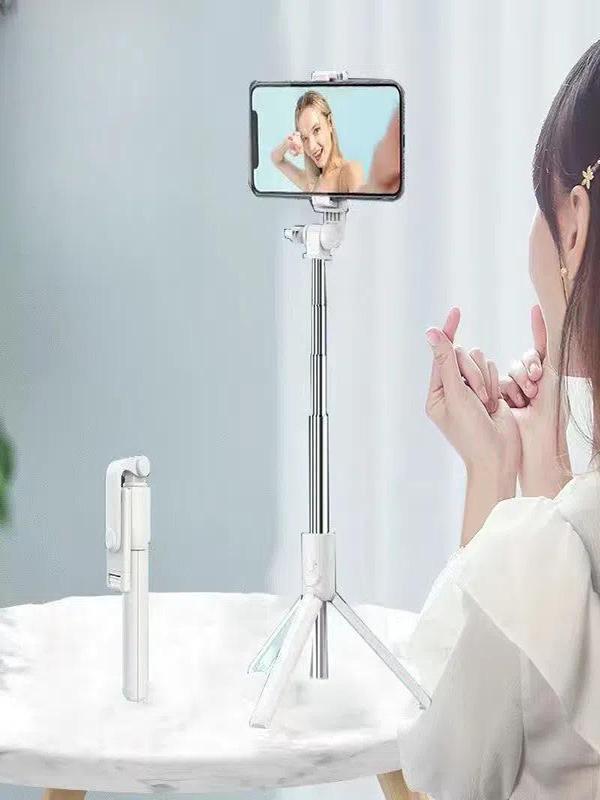2in1 Masaüstü Kumandalı Tripod ve Taşınbilir Selfie Çubuğu 70cm Ios ve Android Uyumlu Beyaz - Image 1
