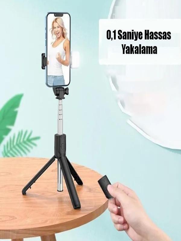 Uzaktan Kumandalı Selfie Çubuğu 70cm Tripod Ios ve Android Uyumlu Siyah - Image 1