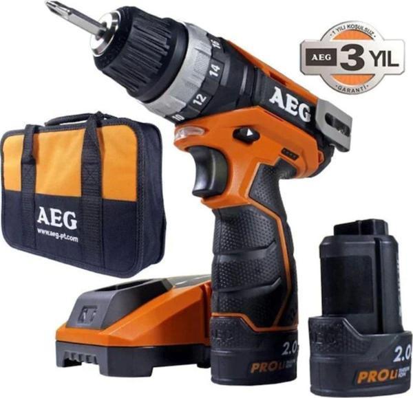 Aeg Bs 12 C2 Li 12 V 2.0 Ah Çift Akülü Şarjlı Vidalama Matkap - Image 1