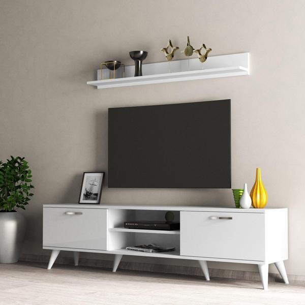 Mega 180 lik L Raflı Tv Ünitesi Beyaz - TVU0101 - Image 1