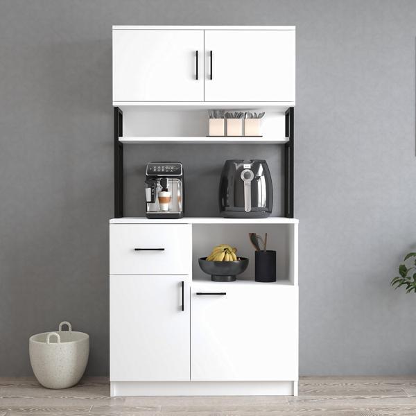 Tanmob MTD0101 İnci 90 cm Kapaklı Çekmeceli Raflı Mutfak Dolabı Beyaz - Image 1