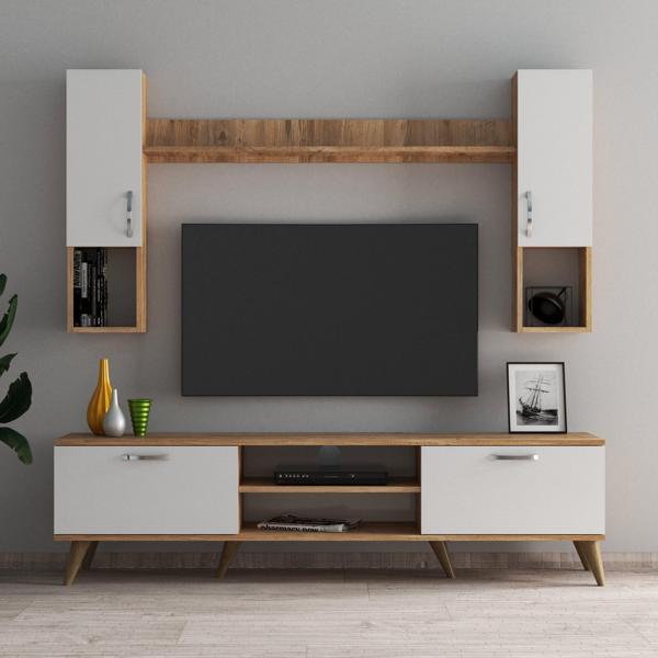 Mega 180 lik Kapaklı Raflı Tv Ünitesi Çam Beyaz - TVU0203 - Image 1