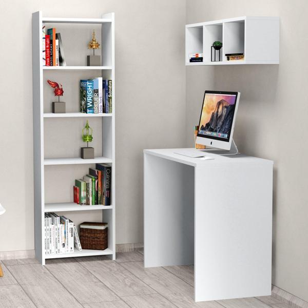 Çalışma Masası Raflı Kitaplıklı Beyaz - CLM0301 - Image 1