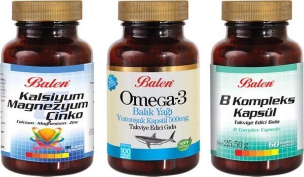 Balen 3'Lü Zihin Set B Vit Kompleks Ve Cal -Mag - Çinko + Omega 3 - Image 1