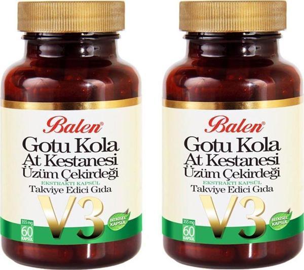 Balen Gotu Kola-At Kestanesi-Üzüm Çekirdeği 60 Kapsül 2 Adet - Image 1