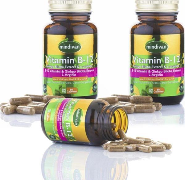Mindivan Vitamin B12 &Ginko Bloba Ekstresi & L Arginin X 3 Adet - Image 1