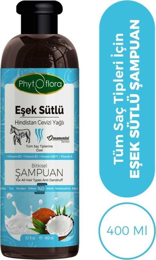 Phytoflora Kepek Karşıtı Tuzsuz Eşek Sütü Ve Hindistan Cevizi Yağlı Bitkisel Şampuan 400 Ml - Image 1