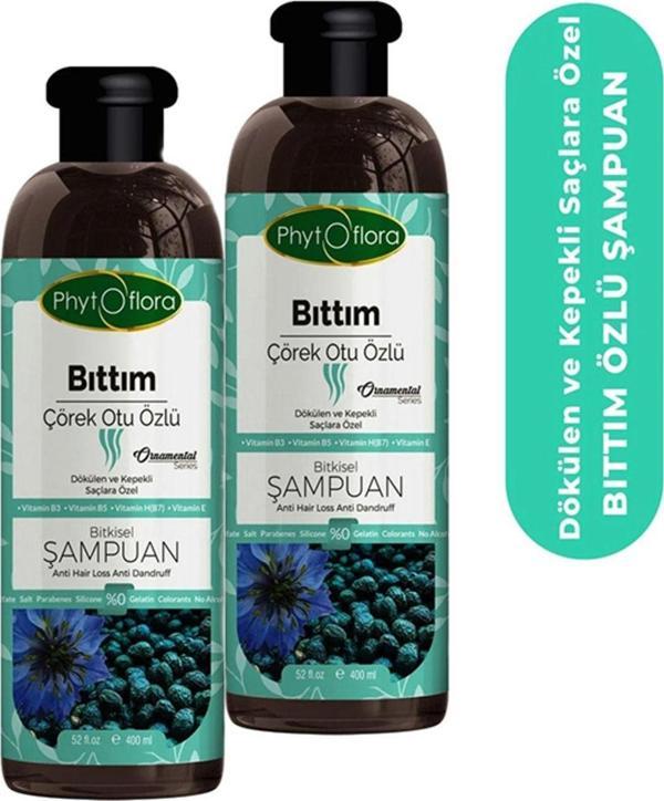 Phytoflora Tuzsuz Dökülen Ve Kepekli Saçlara Özel Bıttım Özlü Bitkisel Şampuan 400 Ml, 2 Adet - Image 1