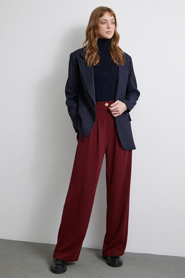 Geniş Paça Pantolon Bordo - Image 1