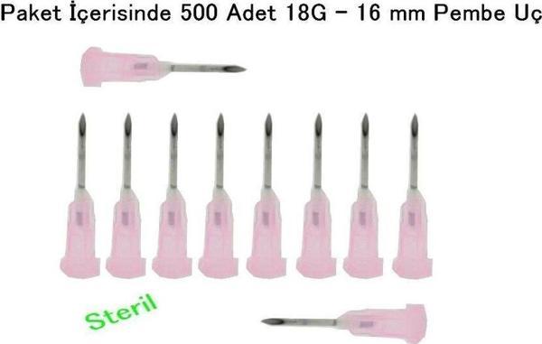 Berika Steril Igne Ucu Pembe 18G - 16 Mm Kısa 500'Lü Paket - Image 1
