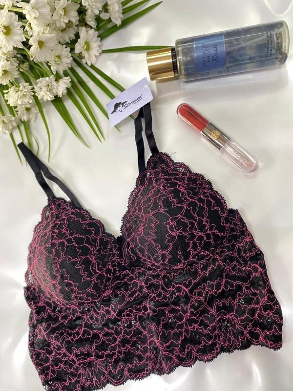 Sade Aderente Dantelli Kaplı Bralet Sütyen Büstiyer Siyah 75 - Image 1
