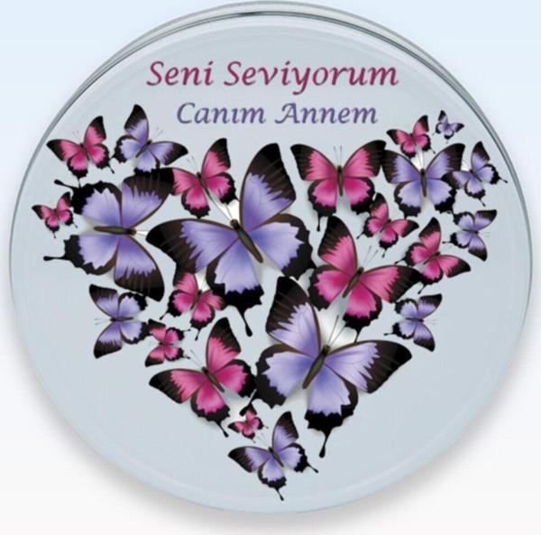 Mg Atölye Uv Baskılı Kare Metal Kutu Pembe Mor Kelebek Desenli Uv Baskılı Kare Metal Kutu - Image 1