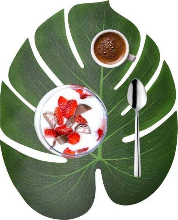 Beyaz Martı Amerikan Servis Takımı Modeli 6 Adet Palmiye Yaprağı 35 Cm İnce İpek Dekoratif Sunum Seti - Image 1