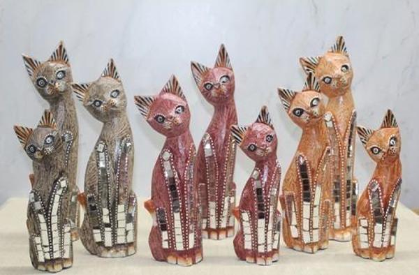 Ahşap 3'lü Kedi Seti 30 Cm Model 2 - Image 1