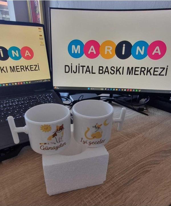 Marina Hediyelik Kedi Temalı- Çift Yön Baskılı Kahve Kupa Bardak - Image 1