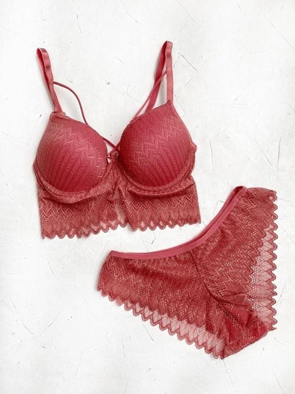 Sade Büstiyer İç Çamaşır Takım Dolgulu Sütyen Ve Külot İkili Set Gül Kurusu 80 - Image 1
