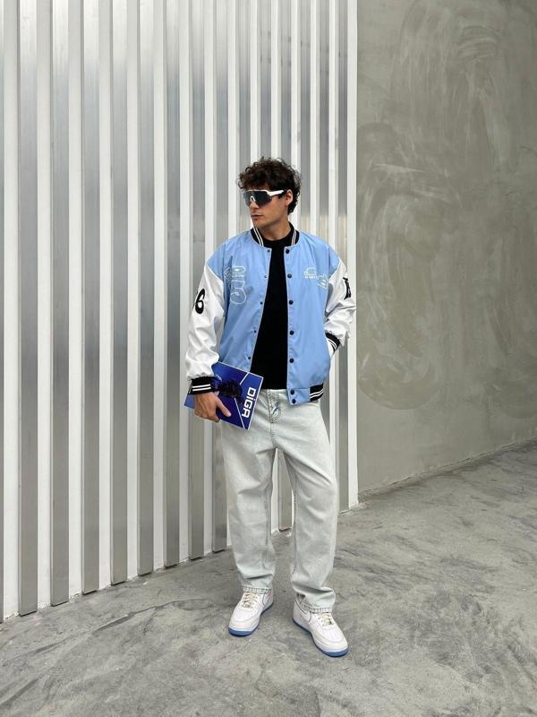 Maroni Erkek Oversize Nakışlı Kolej Ceket - Image 1