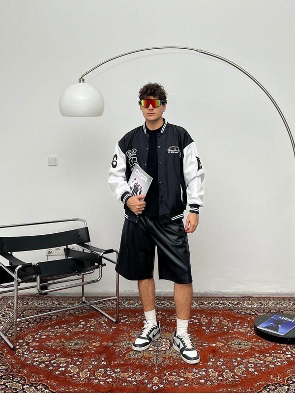 Maroni Erkek Oversize Nakışlı Kolej Ceket - Image 1