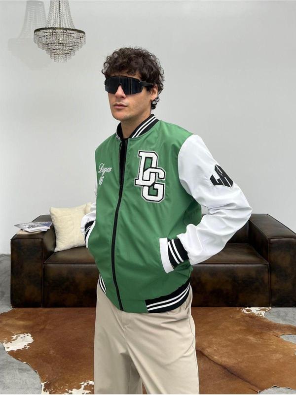 Maroni Erkek Nakışlı Oversize Kolej Ceket - Image 1