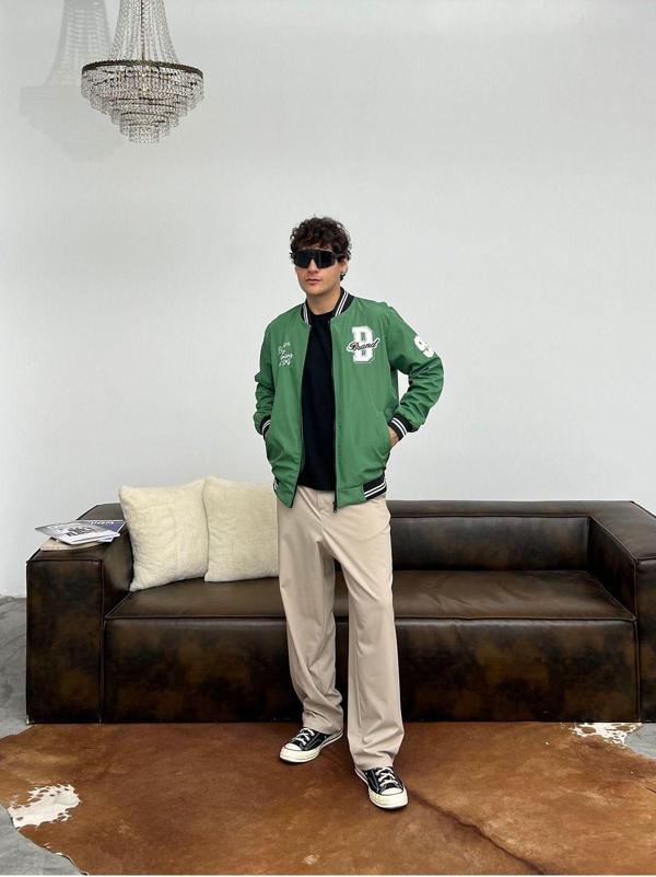 Maroni Erkek Nakışlı Oversize Kolej Ceket - Image 1