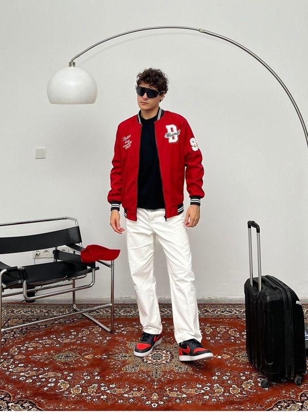 Maroni Erkek Nakışlı Oversize Kolej Ceket - Image 1