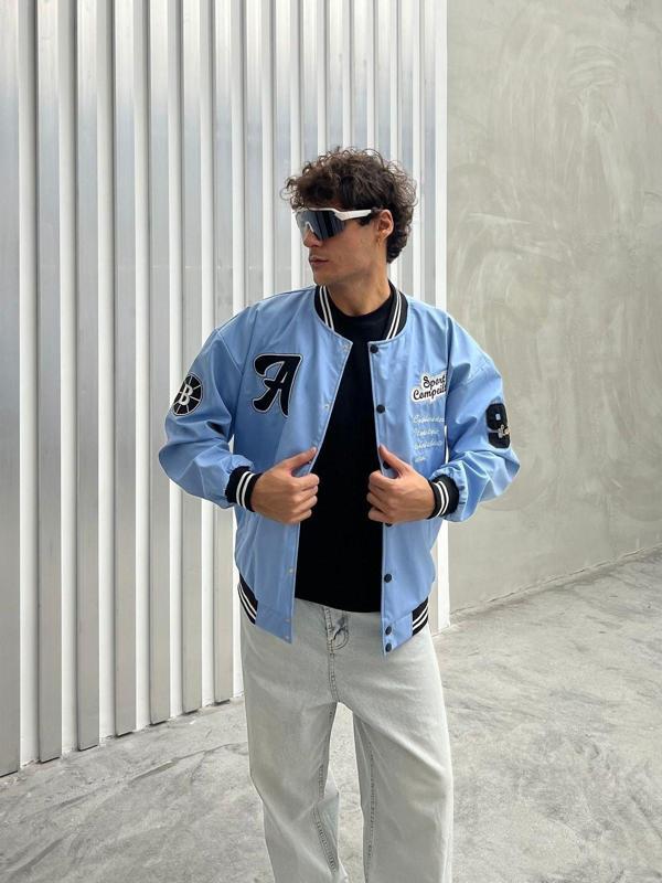 Maroni Erkek Nakışlı Oversize Kolej Ceket - Image 1