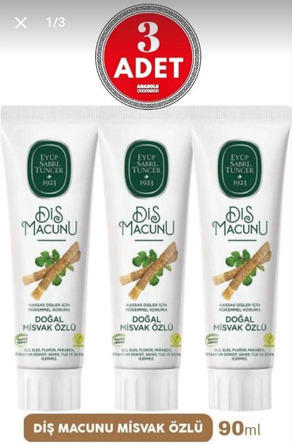 Eyüp Sabri Tuncer Diş Macunu Misvak Özlü 90 ml 3 ADET - Image 1