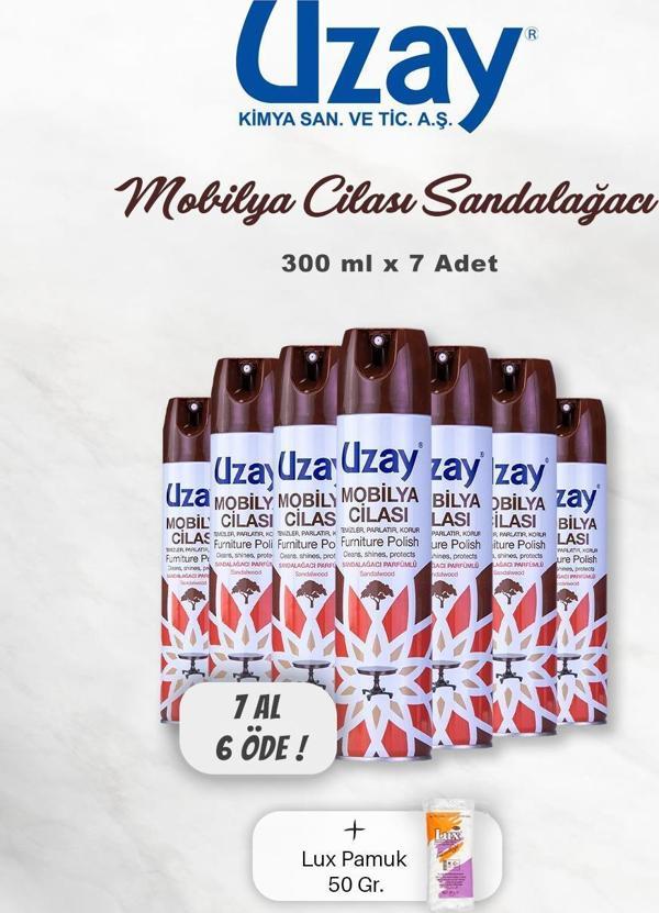 7 AL 6 ÖDE Uzay Mobilya Cilası Sandalağacı 300 ml, Pamuk - Image 1
