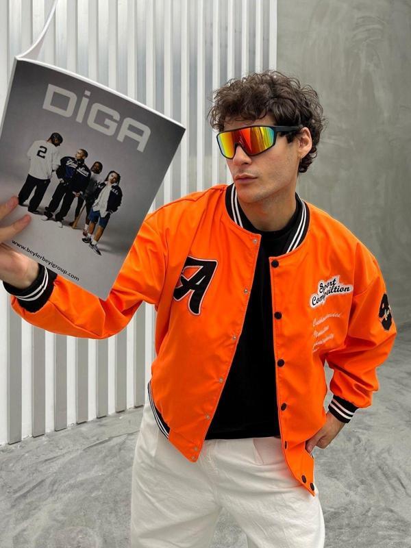 Maroni Erkek Nakışlı Oversize Kolej Ceket - Image 1