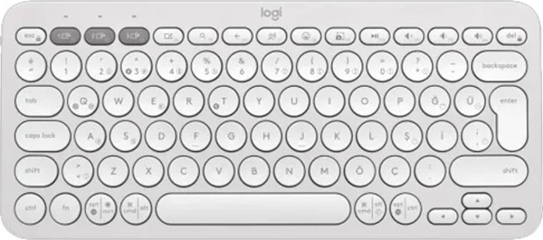 LOGITECH K380S, Pebble Keys 2,  Beyaz, 920-011860, Bluetooth, Türkçe, Q, Multimedya, Mini Klavye - Image 1
